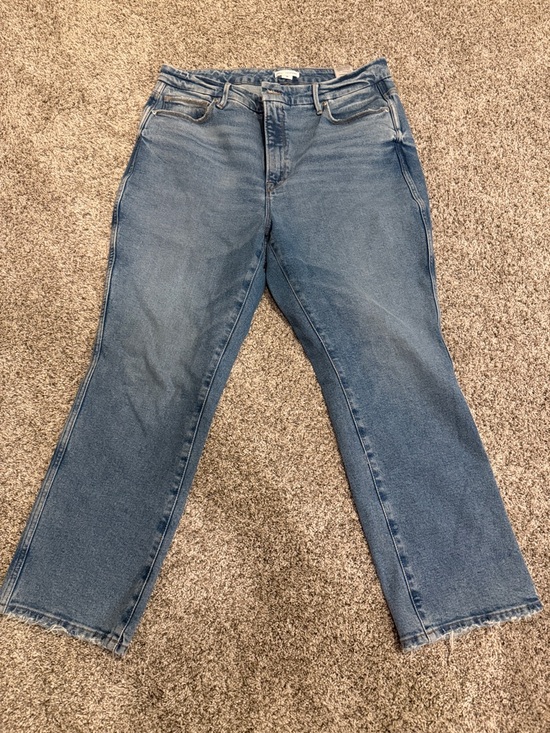 Good American Denim - Good American Straight-Leg High-Rise Jeans in Medium Blue Wash